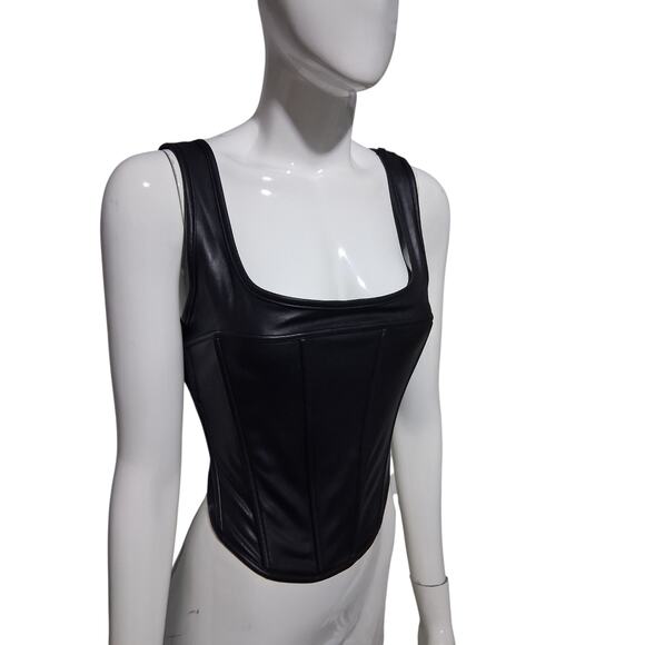 Avec Les Filles Women's size M Faux-Leather Whimsigoth Witchy Seamed Bustier Top - Picture 2 of 12